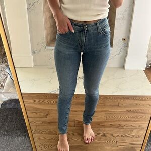 Ag Adriano Goldschmied Blue Skinny Jeans with Lived-In Look